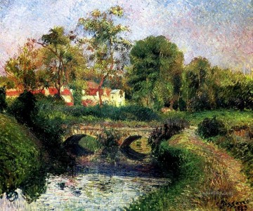 little bridge on the voisne osny 1883 Camille Pissarro Landscapes brook Oil Paintings